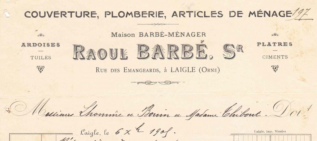 En-tête facture 1909